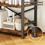 Organization and Storage, 5 Tier Bookshelf, Tall Bookcase with Shelves, Wood and Metal Book Shelf Storage Organizer, Industrial Display Standing Shelf Unit for Bedroom, Living Room, Rustic Brown Homeiju