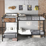 JIJIWANG Quad Bunk Bed for 4 Kids, Heavy Duty Metal Twin Bunk Bed Frame, Detachable Triple Bunk Bed, Can Be Divided Into 3 Twin Beds, Black JIJIWANG