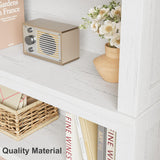 IDEALHOUSE 5 Tier Bookcase with Adjustable Shelves, 71" Tall Narrow Bookshelf w/Wooden Legs, Farmhouse Narrow Bookcase for Living Room Apartment Office (1, White) IDEALHOUSE