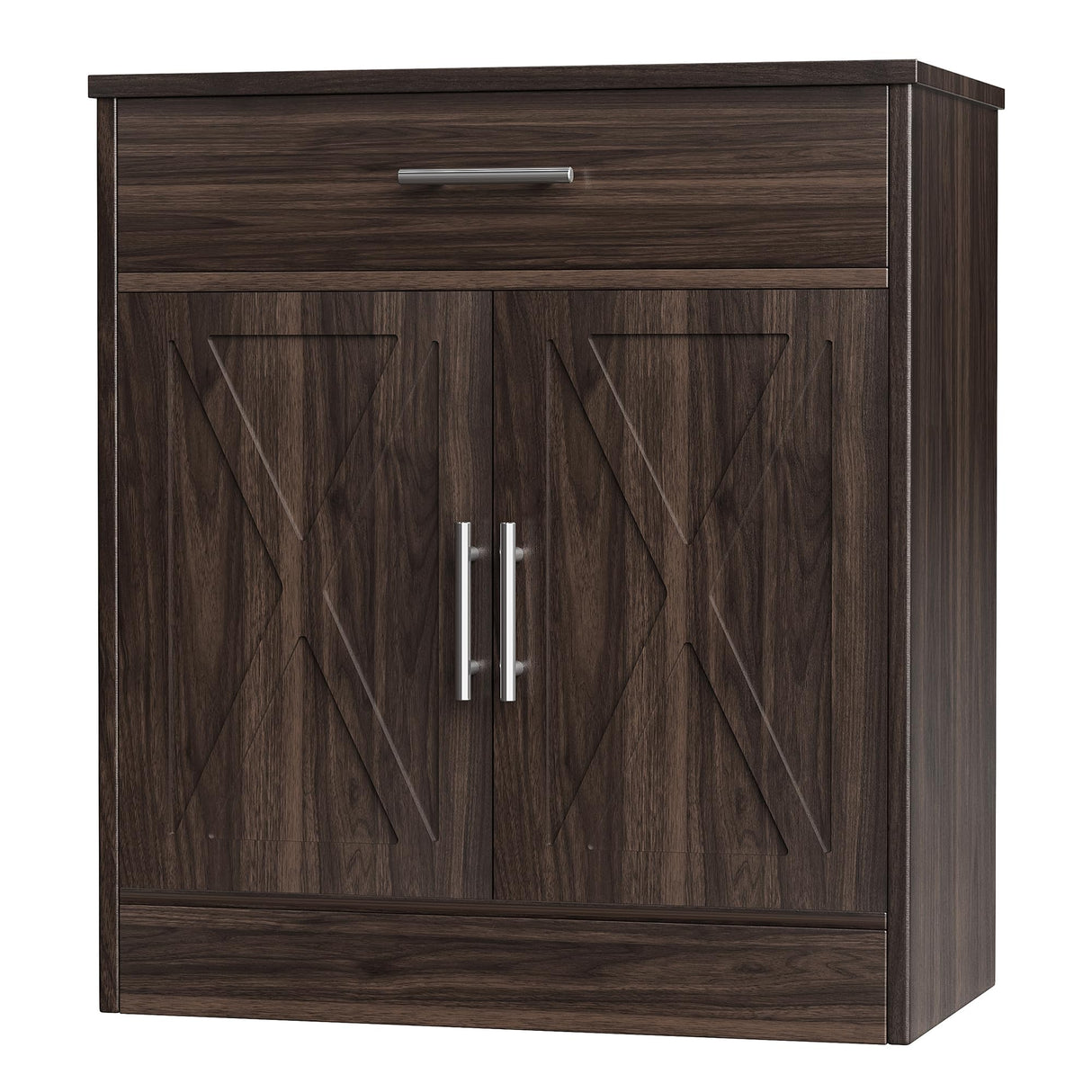 Shintenchi Farmhouse Storage Cabinets with doors and shelves,kitchen Barn Door storage cabinet with drawers,Coffee Bar Cabinet Buffest Sideboard for Dining Living Room,Bathroom,Entryway,Dark Brown Shintenchi