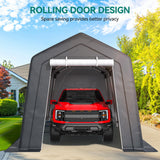 YITAHOME 8 x 14 FT Carport Car Canopy Heavy Duty Galvanized Frame Car Shelter Car Canopy Tent with Removable Sidewalls, Portable Garage Tent Boat Shelter - Gray YITAHOME