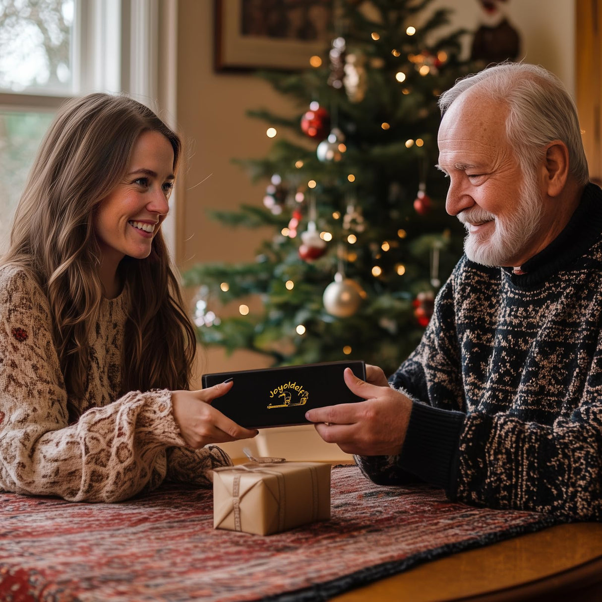 Joyoldelf Ebony Tobacco Pipe Set - Handmade Smoking Pipe with Replaceable Stem, Wood Pipe with Pipe Stand, 9mm Filter and Smoking Accessories, Pipe Starter Kit with Gift Box for Beginner Joyoldelf