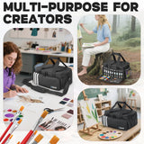 ORKELS Craft Paint and Marker Organizer, Acrylic Paint Storage Bag with Brush and Bottle Holders, Large Marker Carrying Case for Artists (Black) ORKELS