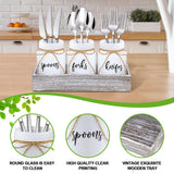 Tiangrid 4 Pcs Silverware Utensil Holder Mason Jar with Wooden Utensil Organizer for Kitchen Countertop Forks Spoons Knives Storage White Farmhouse Kitchen Caddy Glass Cooking Decor for Party Tiangrid