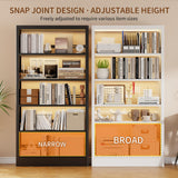 Metal White Bookshelf, 71"H Tall Bookcase with Adjustable Storage Shelves, 5-Tier Heavy Duty Book Shelf, Modern Open Large Book Case for Library, Living Room, Office, including Book Stopper (White) Dyoung