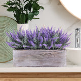 Fake Lavender Flower Arrangement in Rustic Rectangular Wood Planter Box Artificial Potted Lavender Plant for Gifts Farmhouse Wedding Centerpiece Kitchen Windowsill Table Shelf Indoor Greenery Decor Winlyn