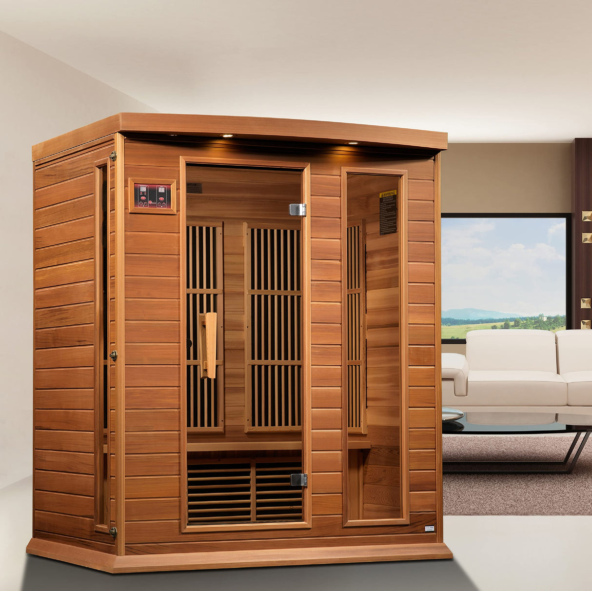 DYNAMIC SAUNAS Maxxus MX-K306-01 Elite 3-Person Near Zero EMF (Under 2 MG) FAR Infrared Sauna, (Canadian Clear Red Cedar) Curb Side Delivery DYNAMIC SAUNAS
