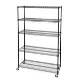 Seville Classics UltraDurable Heavy Duty NSF Solid Steel Wire Rack Storage Unit, Organizer for Garage, Warehouse, Office, Restaurant, Classroom, Kitchen, Black, 5-Tier Shelving, 48" W x 18" D Seville Classics