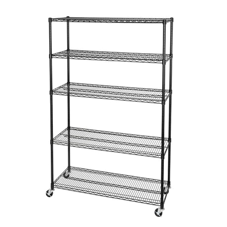 Seville Classics UltraDurable Heavy Duty NSF Solid Steel Wire Rack Storage Unit, Organizer for Garage, Warehouse, Office, Restaurant, Classroom, Kitchen, Black, 5-Tier Shelving, 48" W x 18" D Seville Classics