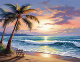 eovv 5D Coconut Tree Beach Sunset Scenic Diamond Art Painting Kit for Adults, DIY Full Drill Crystal Rhinestone Arts and Crafts (20x16in) eovv