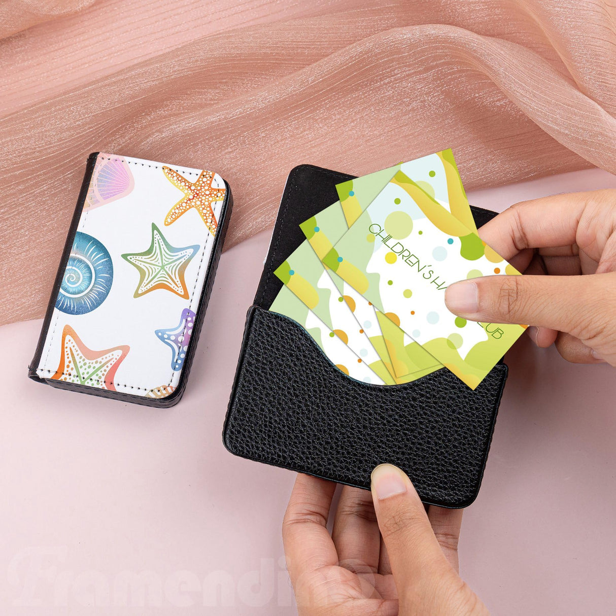 Framendino, 4 Pack Sublimation Blank Business Card Holder PU Leather Name Card Case Pocket for Office Supplies Framendino