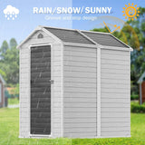 CDCASA 6x4 FT Outdoor Storage Shed, Waterproof Resin Shed with Floor & Lockable Door & Window & Vents, Plastic Tool Shed for Outside, Patio, Poolside, Dove Grey CDCASA