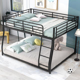 Harper & Bright Designs Metal Bunk Bed Full XL Over Queen Size with Ladder and High Guardrail, Metal Bunk Bed, Storage Space, Noise Free, Black Harper & Bright Designs