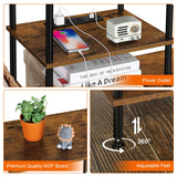 OYEAL Small TV Stand for Living Room up to 50 inch Farmhouse TV Media Entertainment Center with Power Outlets & Storage Shelf 45'' TV Cabinet Console Table for Bedroom, Rustic Brown OYEAL