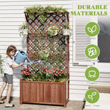 Amerlife 35.4x17.7x72 Inch Raised Garden Bed with Trellis, Wooden Planter Box for Vegetables and Climbing Plants with Drainage Holes Amerlife