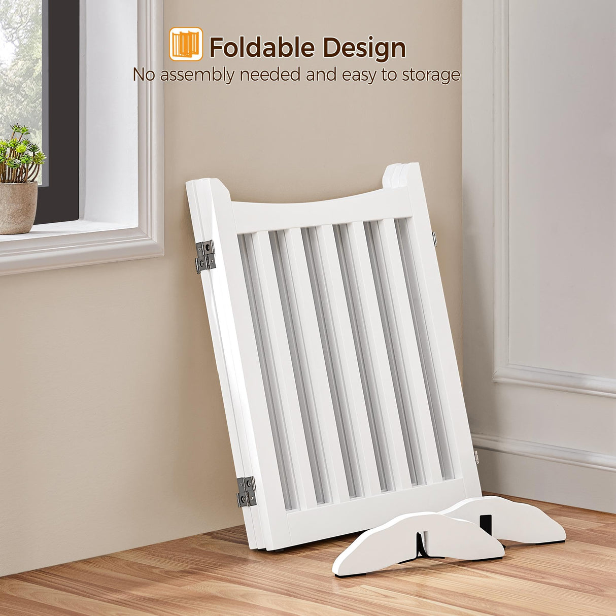 Yaheetech 24" H Freestanding Pet Gate for Dogs Wooden Dog Gates for Hallway, Doorway Collapsible Indoor Pet Fence with Support Feet Stair Barrier 3 Panels Fence White Yaheetech