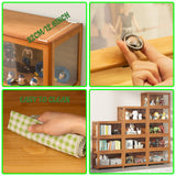 Small Curio Display Cabinet Wood with Acrylic Doors Display Case for Collectibles Figures Storage Shelves for Bedroom Storage Cabinet Toy Organizers Rack & Kids Bookcase,Brown,3 Tier_Flip Up Door NENAGGE