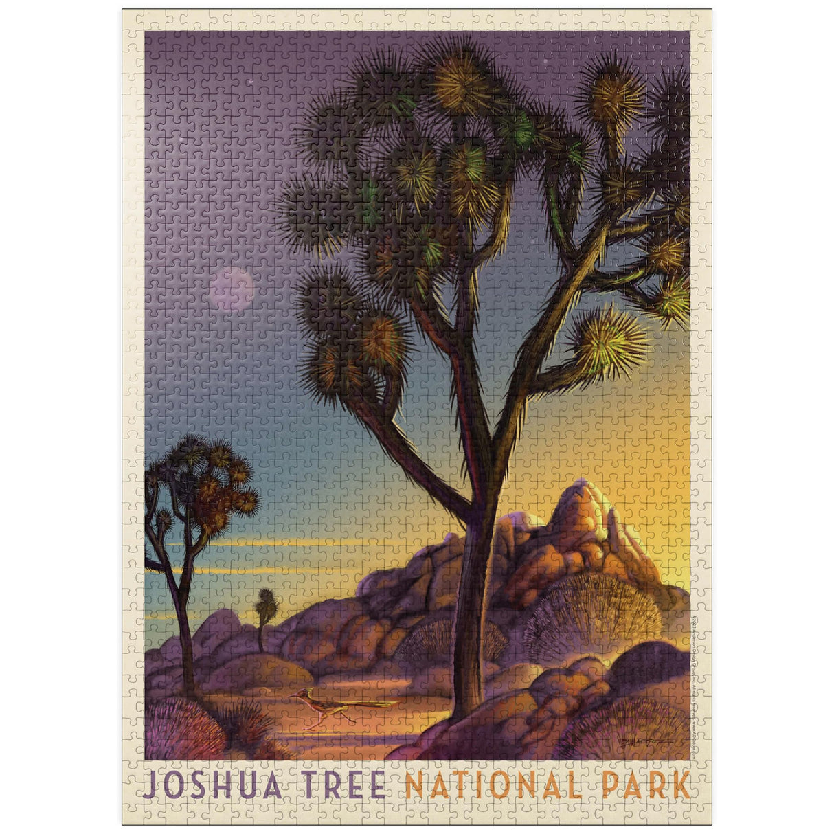 MyPuzzle Joshua Tree National Park: Into The Evening, Vintage Poster - Premium 1000 Piece Jigsaw Puzzle for Adults MyPuzzle.com