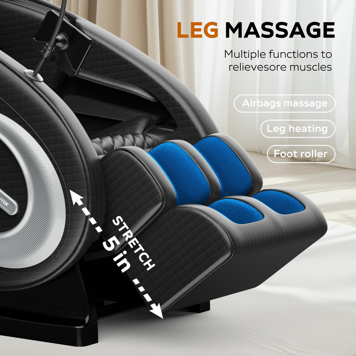 Full Body Massage Chair Recliner with Zero Gravity, Air Pressure Massage, Heat Therapy, Foot Rollers, Bluetooth, for Home/Office Use, Ideal Wellness Gift, Black A GDFStudio