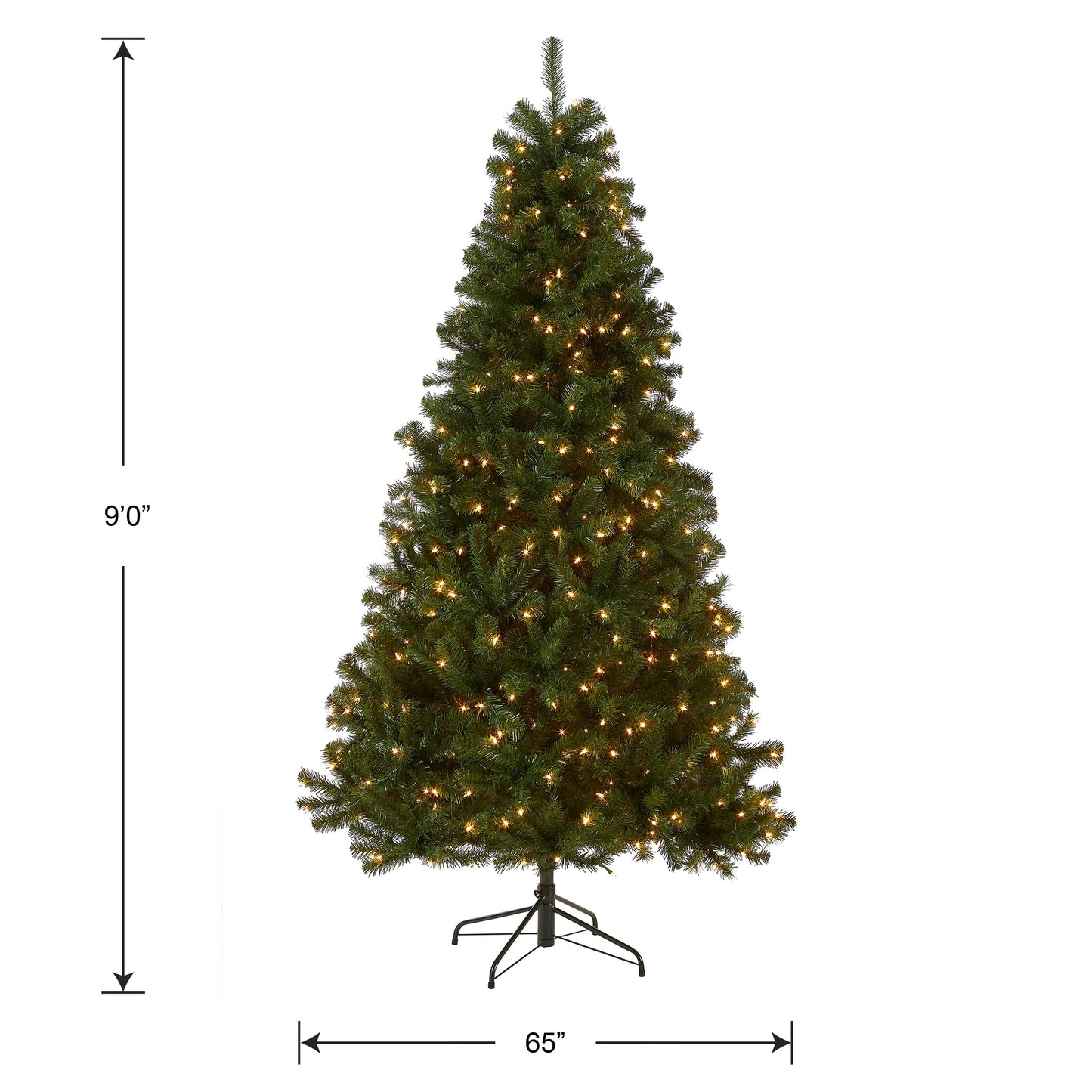 National Tree Company Pre-Lit Artificial Full Christmas Tree, Green, North Valley Spruce, White Lights, Includes Stand, 9 Feet