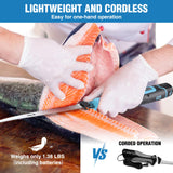 FLISSA Cordless Electric Fillet Knife for Fish with 8" and 10" Stainless Steel Blades, Rechargeable Electric Knife with Non-Slip Handle, 2 Packs Long Lasting Lithium-ion Battery, Portable Carry Case FLISSA
