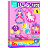 KRAFUN Beginner Unicorn My First Lacing Card Kit for Kids Arts & Crafts, 5 Easy Princess Lacing Projects, Paper Art Craft Cards for Toddlers, Fine Motor Preschool Skills Toys KRAFUN