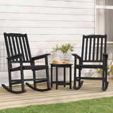 Cozyman Outdoor Rocking Chairs Set of 2, Acacia Wood Rocking Chairs, Patio Rocker Chair with Wide Seats, Black Cozyman