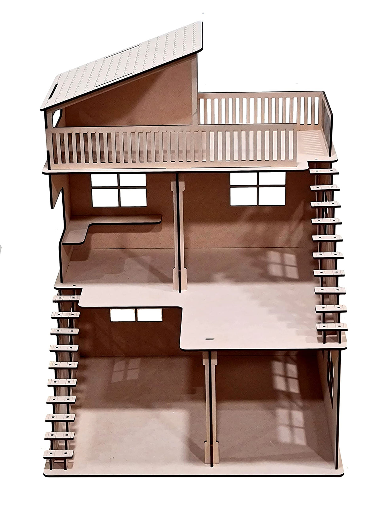 StonKraft Wooden Doll House Dollhouse - Home Decor, Construction Toy, Modeling Kit, School Project - Easy to Assemble 3D Puzzle StonKraft