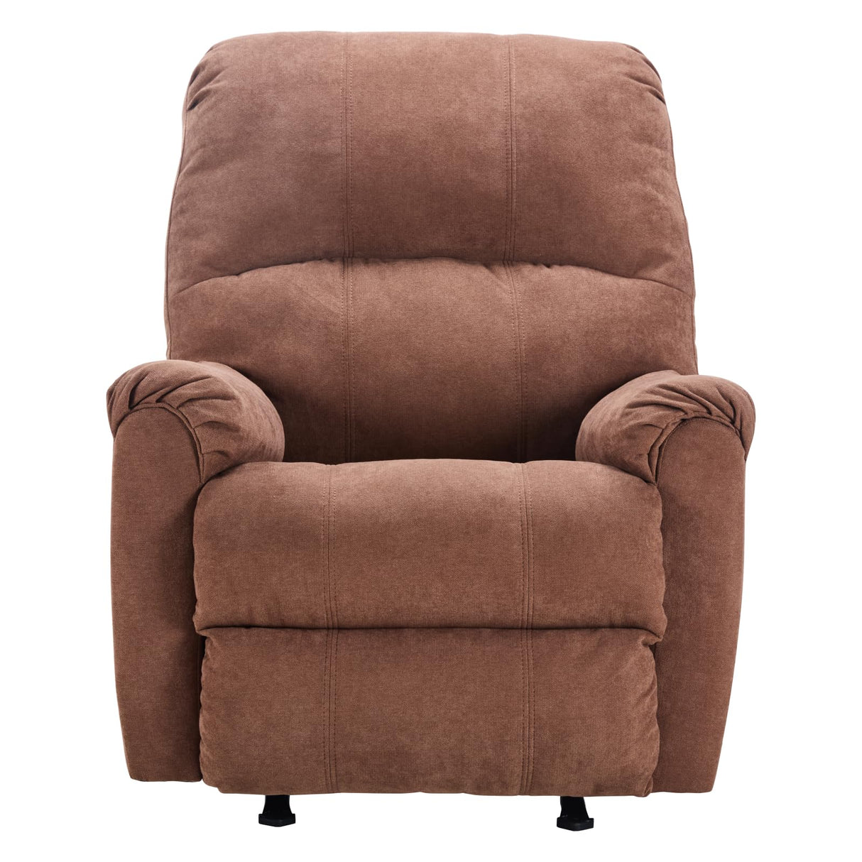 CANMOV Rocker Recliner Chair for Adults,Manual Recliner Chair with Overstuffed Backrest and Armrests, Soft Fabric Manual Rocking Reclining Sofa for Living Room,Brown CANMOV