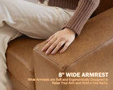 ABCASA 85" Faux Leather Couch with Padded Cushions, Mid-Century Modern Sofa with Extra Deep Seats, 3-Seater Sofa Couch for Living Room Apartment Lounge, Brown ABCASA