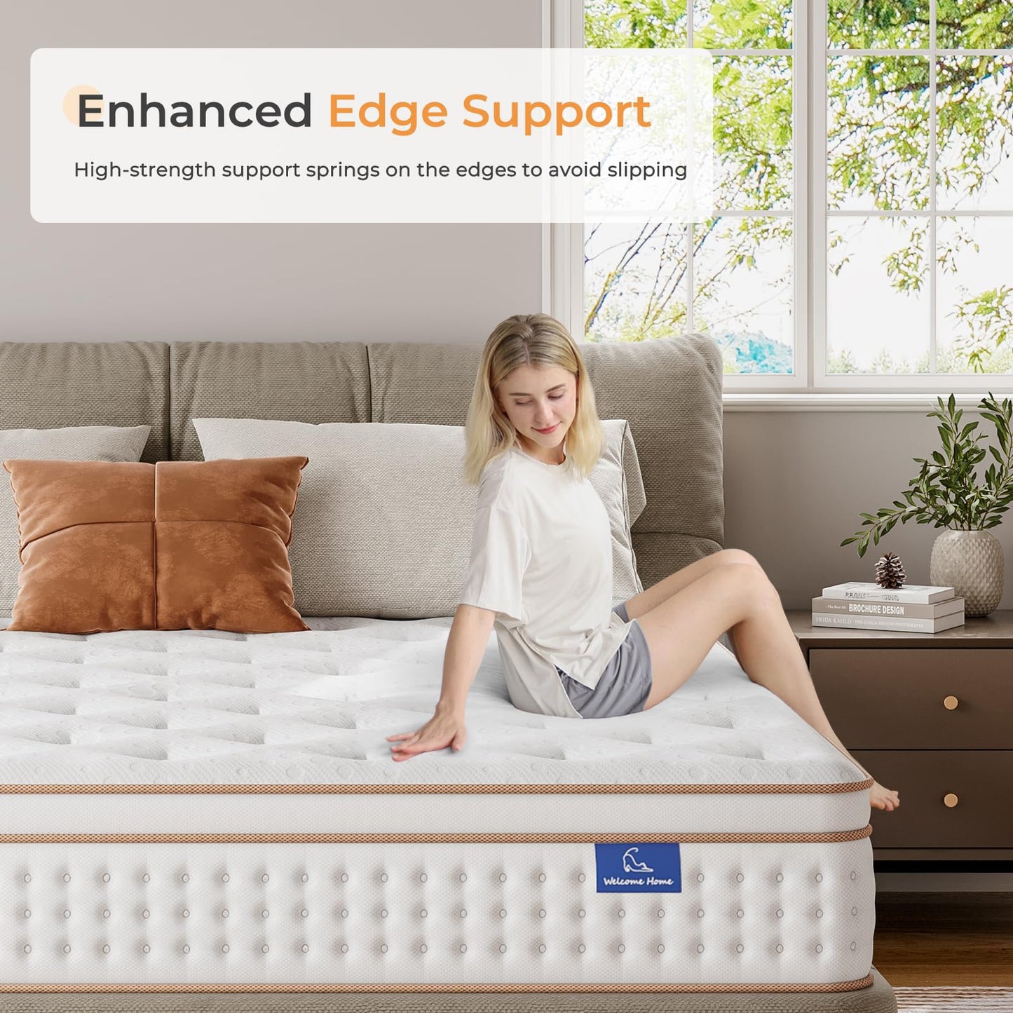 Vesgantti Queen Mattress, 14 Inch Memory Foam Hybrid Mattress in a Box with Individual Pocket Spring, Queen Size Mattress for Pressure Relief, Motion Isolation, Medium Firm Support