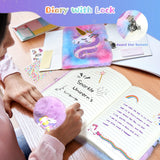 PERRYHOME Unicorns Gifts for Girls Age 4 5 6 7 8 9 10+ Birthday Back to School Day Gifts,Soft Plush Toys Set with Light-up Star Pillow,DIY 900ML Bottle,Diary,Coin Purse,Unicorn Plush Accessory PERRYHOME