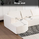 EYATZO 144" Sectional Couches for Living Room, Comfy U-Shaped Cloud Couch with Chaise Lounge, Modern Deep Seat Boneless Sofa, No Assembly Required (Boucle, White) EYATZO