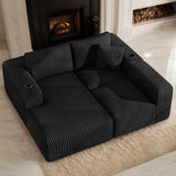 DURASPACE Modular Sectional Sofa, Cloud Boneless Couch with Deep Seat, Cup Holder, Memory Foam, Corduroy L Shaped Couch Convertible Sofa Bed for Living Room Bedroom, No Assembly Required DURASPACE