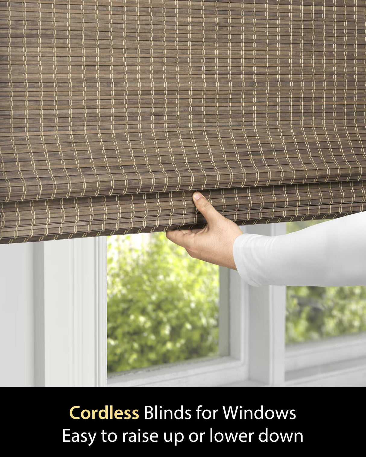 UNISHADES Cordless Bamboo Roman Shades for Windows, Size (22.5" W × 48" H) Colour (BDP-Driftwood) UNISHADES