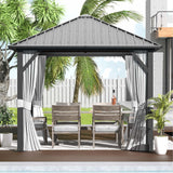 Aoxun 10'x10' Hardtop Gazebo, Galvanized Steel Outdoor Aluminum Single Top Canopy, Everlasting Metal Gazebo with Netting and Curtains, for Patio, Backyard and Deck Aoxun