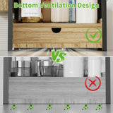 Aollewoiti 2-Tier Bathroom Counter Organizer with Drawer and Basket, Wood Countertop Organizer for Storage, Skincare Organizers for Vanity, Counter Shelf for Bathroom Organization Aollewoiti