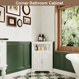 ChooChoo Corner Storage Cabinet, Small Corner Cabinet with Barn Door Design and Adjustable Shelf, Home Space Saver for Living Room, Bathroom, ChooChoo