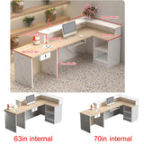 L Shaped Reception Desk with Counter, Office Front Desk Reception Counter with Lockable Drawer, Retail Checkout Modern Computer Workstation for Clothing Store Beauty Salon, SOHO, Shop Generic