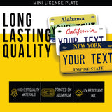 Personalized California Mini License Plate | Choose from All 50 States | Bike License Plate | 7 x 4 inch | Custom License Plate for Kids Toy Car and Wagons | Golf Cart Accessories | Motorcycle Printlabz