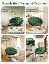 Kidirect Saucer Rocking Chair Nursery, Modern Upholstered Nursery Rocking Chairs and Round Comfy Chair with Cozy Cushion, Comfy Papasan Nursing Chairs for Reading, Fits Living Room &Bedroom &Classroom Kidirect