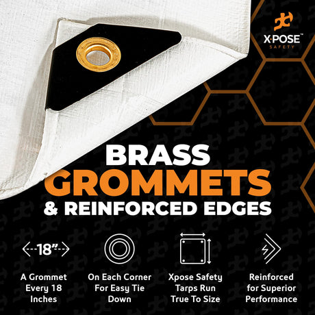 Heavy Duty White Poly Tarp 20' X 40' - Multipurpose Protective Cover - Durable, Waterproof, Weather Proof, Rip and Tear Resistant - Extra Thick 12 Mil Polyethylene - by Xpose Safety Xpose Safety