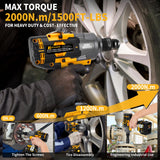 JEXUGK 2000Nm Cordless Impact Gun, 3/4" To 1/2" 2 x 6.0AH Battery Heavy High Torque Impact Wrench, 1500Ft-lbs Brushless Eléctrica Pistola de Impacto, Power Llave de Impacto for Truck Mower Car Repair JEXUGK