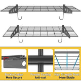 Ultrawall Garage Wall Shelves, 2 x 4 ft Wall Mounted Storage Shelves, Heavy Duty Wall Shelving with Hooks, Holds Up to 220 Lbs, 2Pack, Black Ultrawall