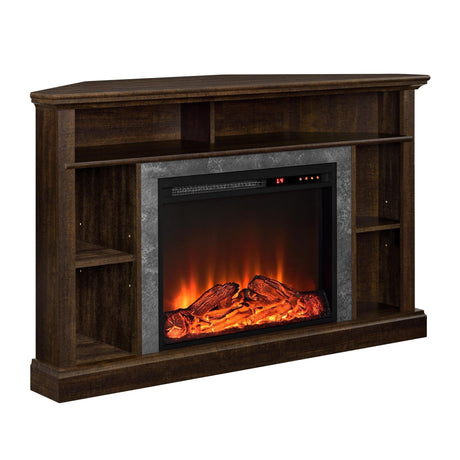 Ameriwood Home Overland Fireplace TV Stand for TVs up to 50 Inch, Replaceable Electric Fireplace Insert Heater, Remote Control, Timer, Realistic Log and Flame Effect, Espresso Ameriwood Home