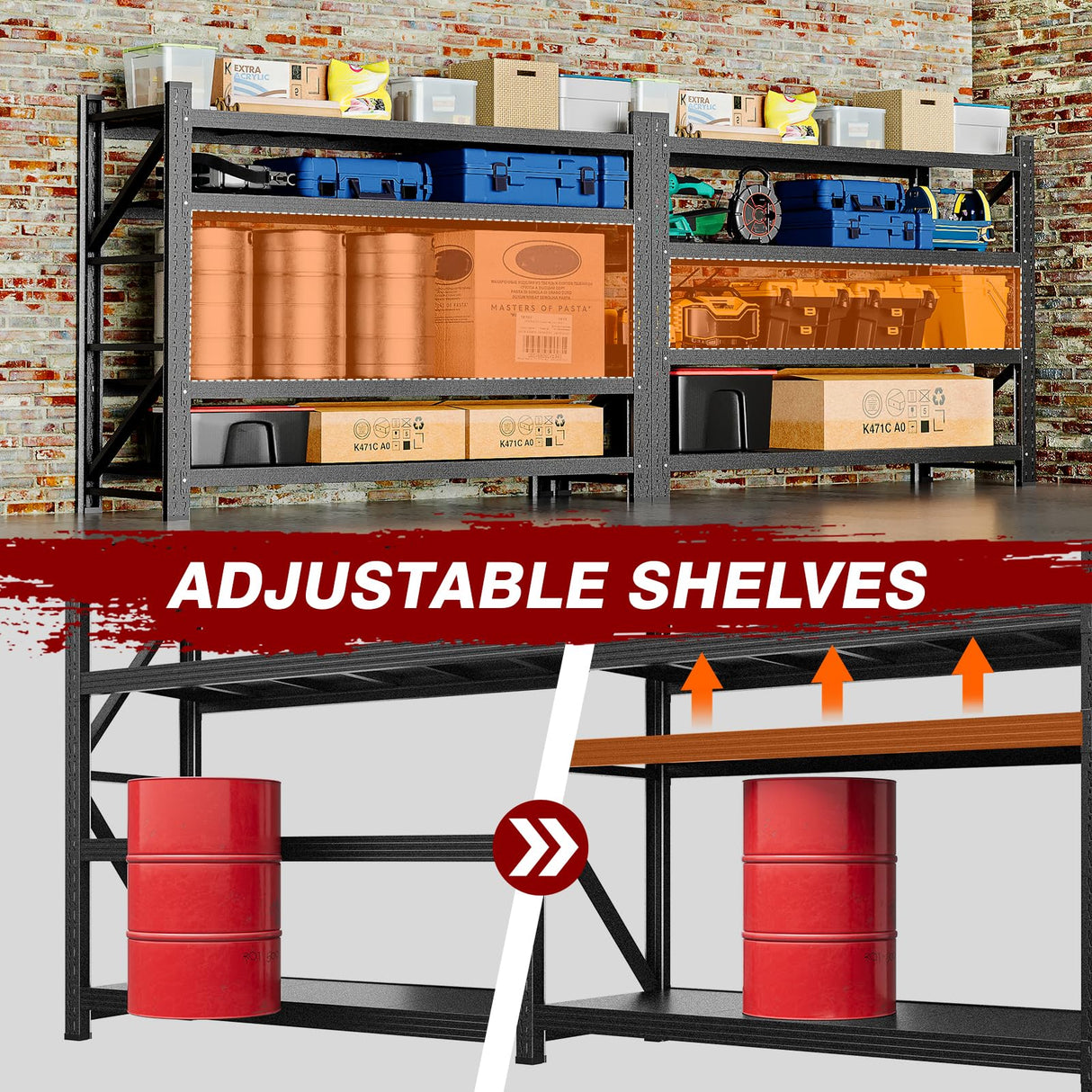 Fesbos 5000LBS Metal Steel Storage Shelves - 60" W Black 4 Tier Heavy Duty Rack Commercial Industrial Shelving with Adjustable Shelf for Basement Garage Warehouse - 60" W x 24" D x 70" H Fesbos