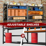 Fesbos 5000LBS Metal Steel Storage Shelves - 60" W Black 4 Tier Heavy Duty Rack Commercial Industrial Shelving with Adjustable Shelf for Basement Garage Warehouse - 60" W x 24" D x 70" H Fesbos