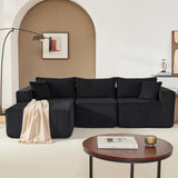 97" Boneless Couches for Living Room, Cloud Couch Sectional with Deep Seat, Comfy Couch with L-Shaped Chaise, Minimalist Upholstered Modular Sectional Sofa, No Assembly Required (Corduroy,Black) Huatean Home