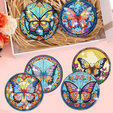 Zythron 8 PCS Butterfly Diamond Art Coasters Diamond Painting Coasters Kits with Holder Butterfly DIY Coaster for Beginners, Adults, Diamond Art Crafts Supplies 4x4 in Zythron