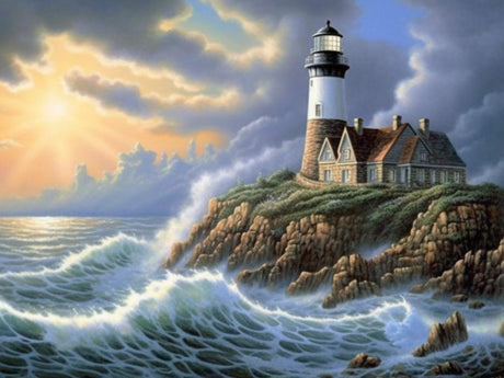 Diymood Painting5D Diamond Painting Landscape Sea View Room, Paint with Diamonds DIY Diamond Art Sunlight Ocean, Diymood painting by Number Kits Full Drill Rhinestone for Home Wall Decor 12x16inch Diymood